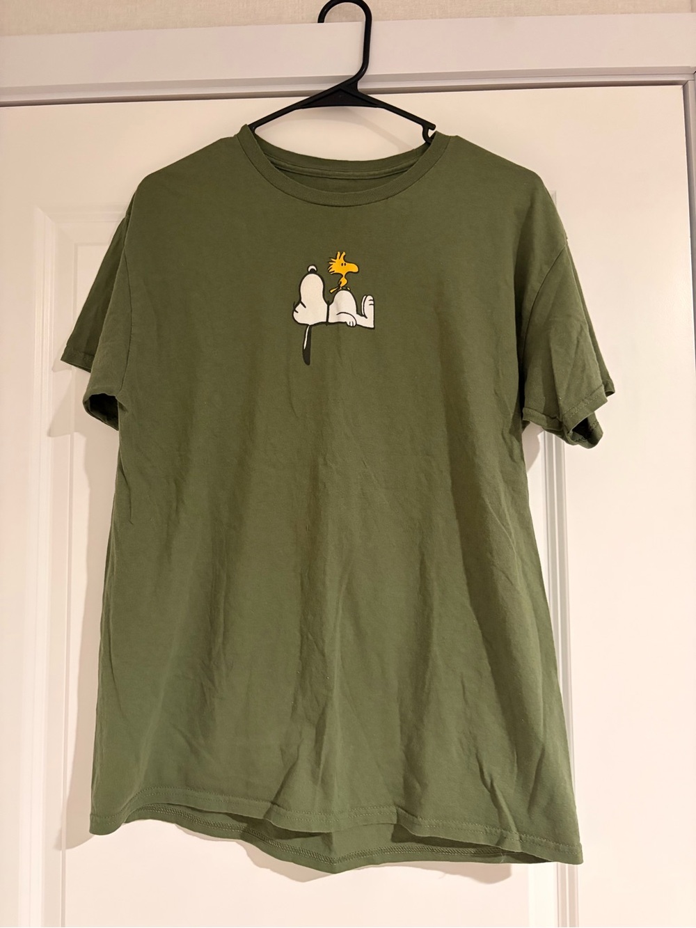 Peanuts Olive Green Snoopy & Woodstock Graphic Tee